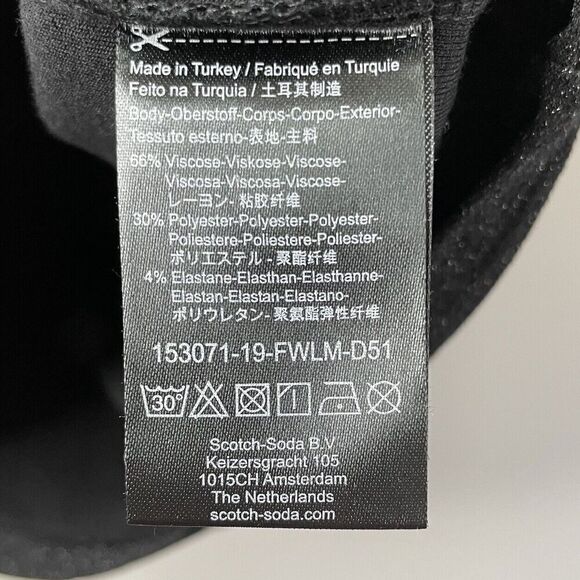 SCOTCH & SODA Top Women Medium Black Metallic Short Sleeve Shirt Viscose Stretch - Picture 7 of 8